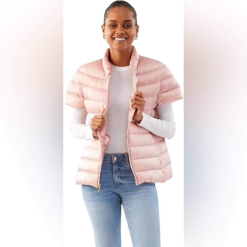 Martha Stewart Light Pink Short-Sleeve Puffer Vest